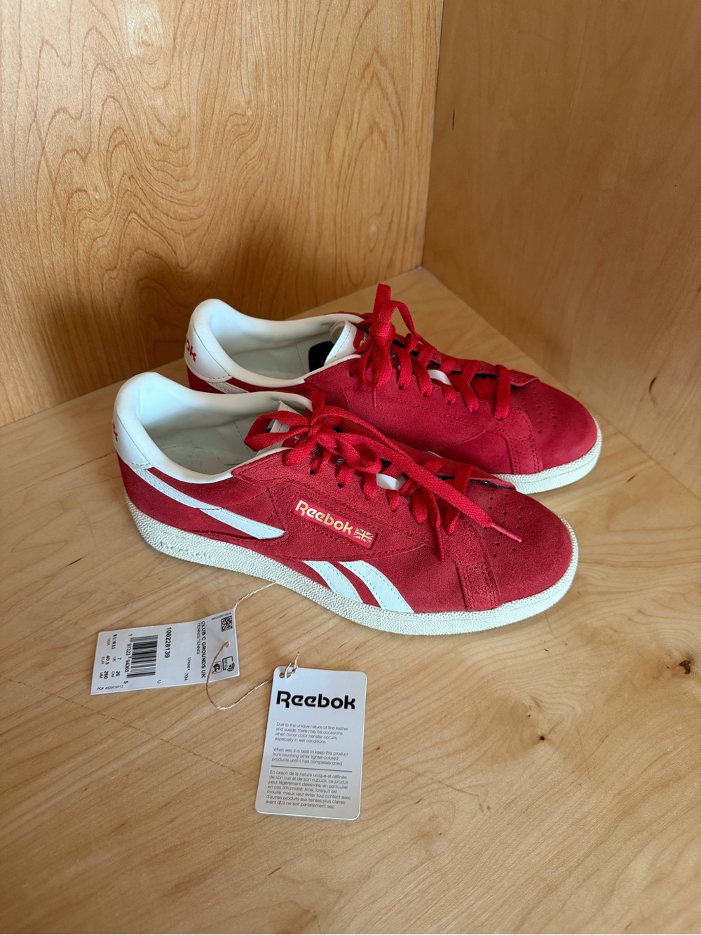 Reebok Red Suede Low-Top Sneakers with White Accents